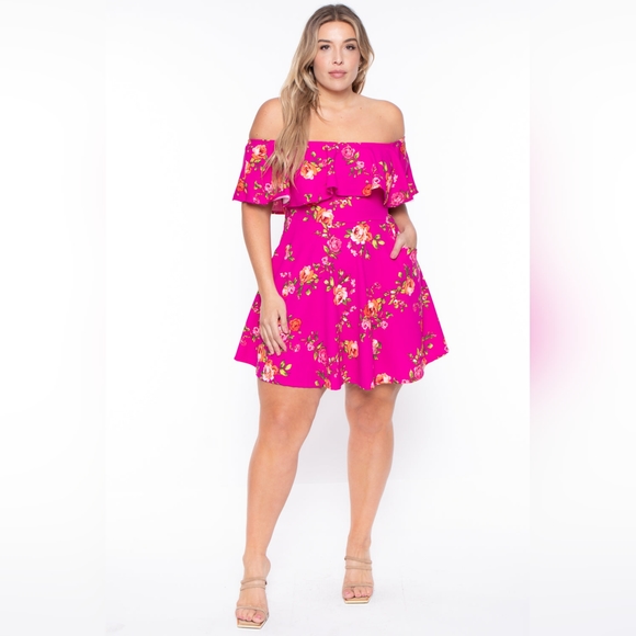 NEW NWOT CurvySense Rosabel Fuchsia Floral Dress Size 3XL - Picture 3 of 8